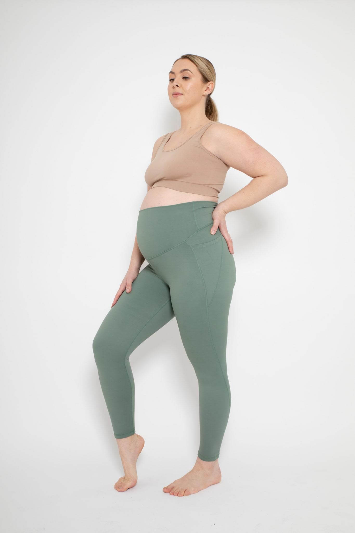 Green Maternity Gym Wear Leggings, The Lorena